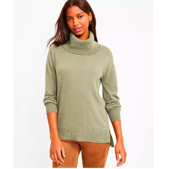 LOFT Sweaters - Ann Taylor LOFT Cowl Neck Tunic Relaxed Pullover Knit Sweater Green Medium